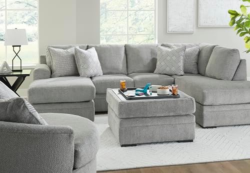 Signature Design by Ashley Square Ottoman with Storage and Cup Holders