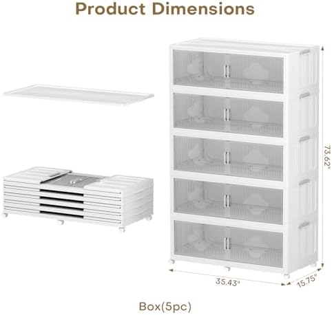 300Gal Extra Large Foldable Storage Organizer with Lid, 1200QT Stackable Plas...