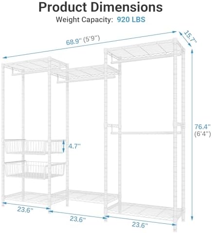 VIPEK V10 Heavy Duty Clothes Rack Wire Garment Rack Cloaet System, White
