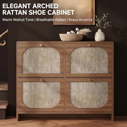 Nicetree Shoe Cabinet Storage for Entryway, Narrow Shoe Organizers with 4 Fli...