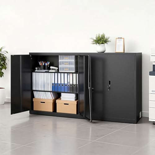 VEVOR Metal Storage Cabinet, 41.7 in Steel Garage Cabinet with 2 Adjustable S...
