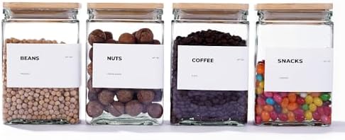 APT 1101 Glass Storage Jars with Bamboo Lid, glass canisters with airtight li...