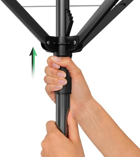Heavy Duty Outdoor Umbrella Drying Rack, Rotating Height Adjustable Clothesli...