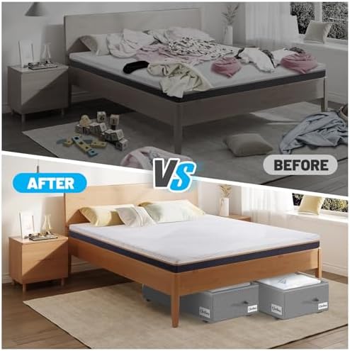 Under Bed Storage with Wheels, 4-Pack 10" Height XXL 75L Rolling Storage...