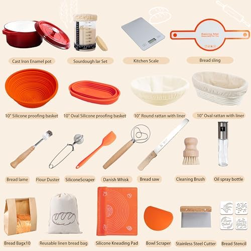 All-Inclusive Sourdough Starter Kit with Enameled Cast Iron Dutch Oven & ...