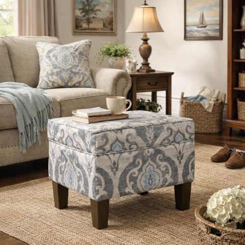 HomePop 22" Modern Rectangular Storage Ottoman - Suri Blue