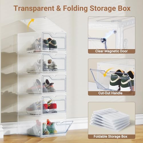 BROVIEW XX-Large Shoe Sneaker Storage Boxes for Size 14, 12 Pack Shoe Boxes