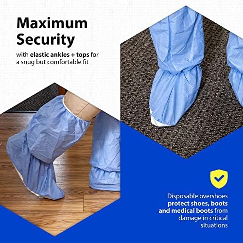 Quest Traction Boot & Shoe Covers 18in, Non-Slip, Blue, X-Large, 50 Pairs