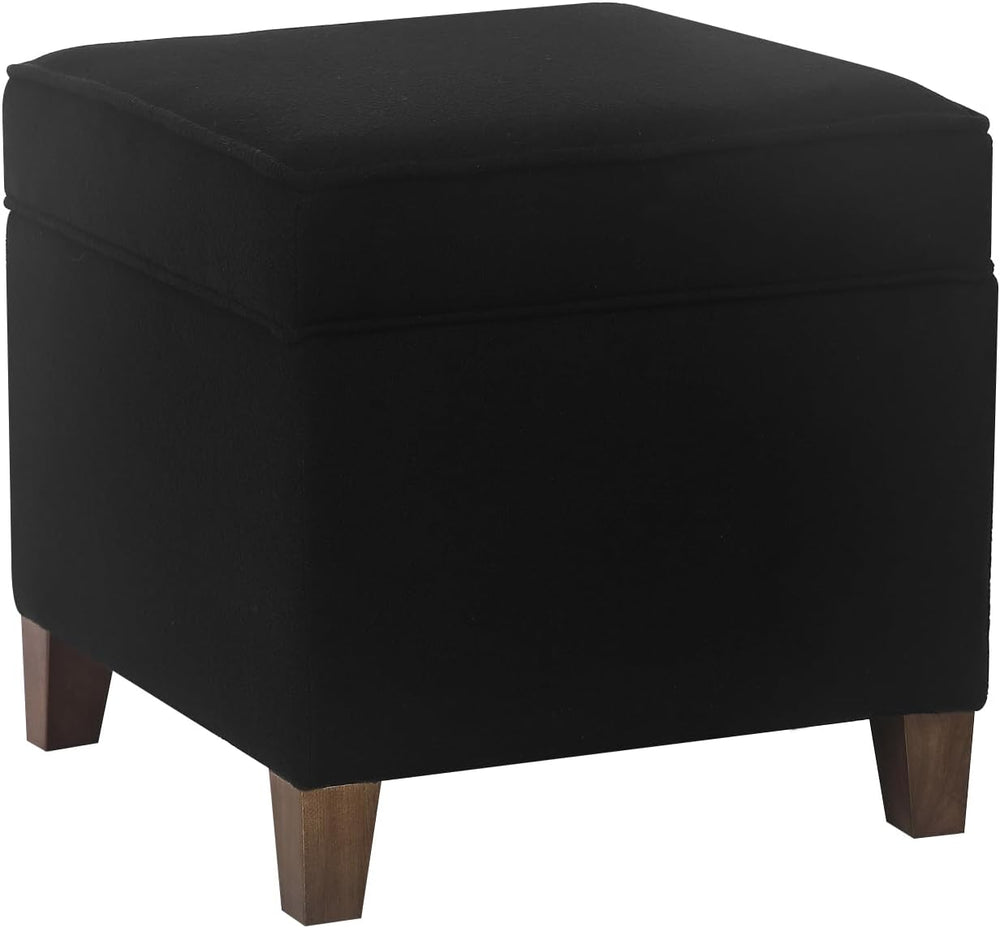 Adeco 17.5" Square Fabric Ottoman with Storage - Upholstered Cotton Line...
