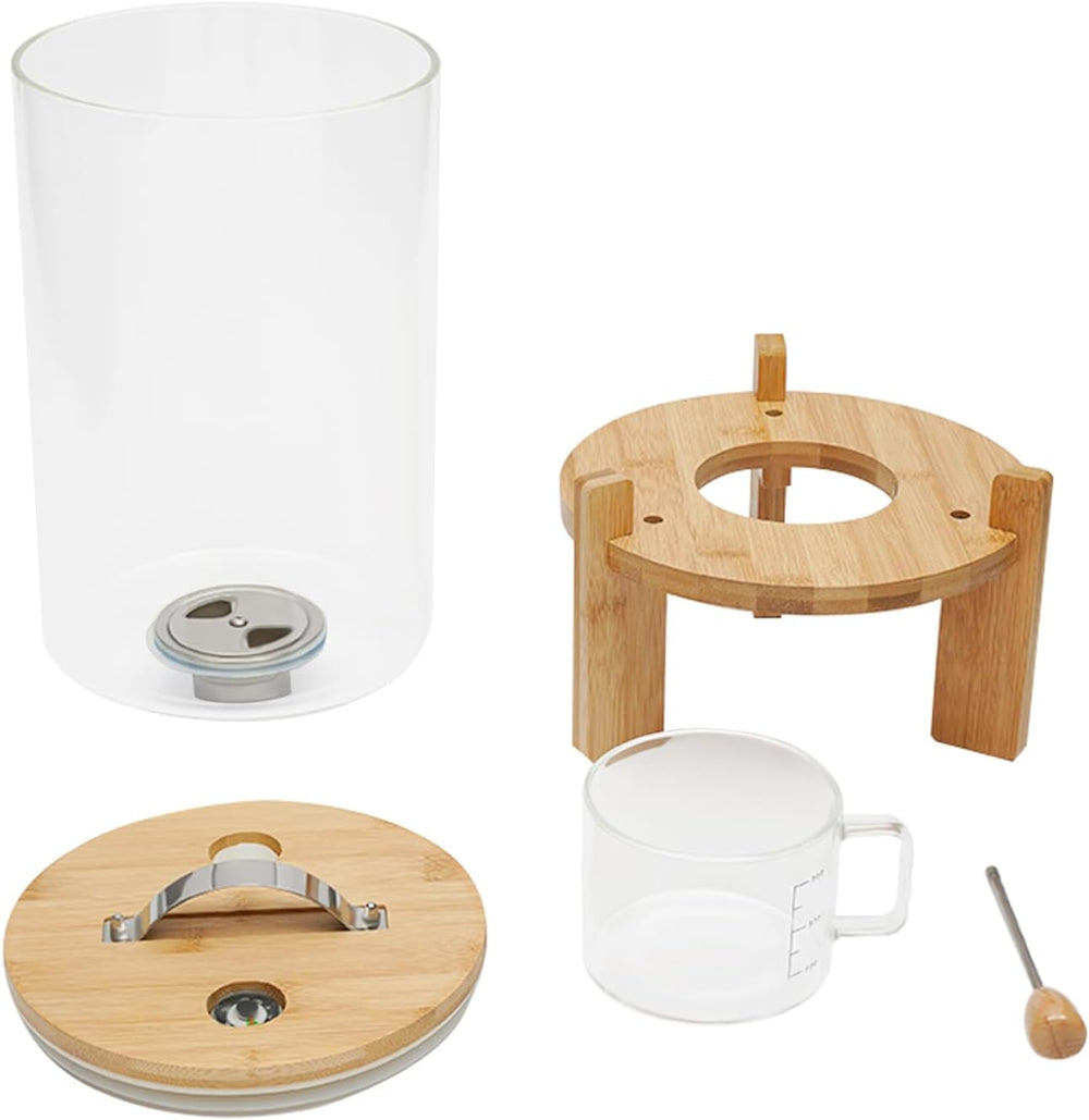 7.5L/5L Grain Storage Tank Dispenser with Base+Valve+Cup Glass Rice Cereal Be...