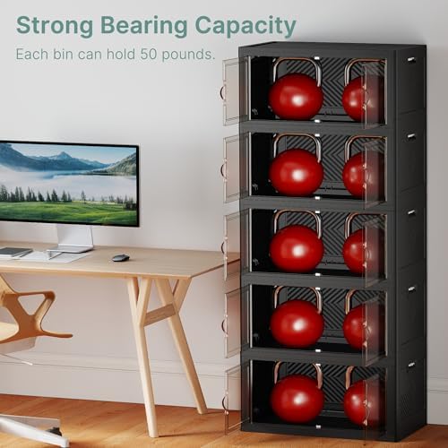 UAMFURI 560QT Lockable Plastic Storage Bins, 5 Pack Collapsible Cabinets