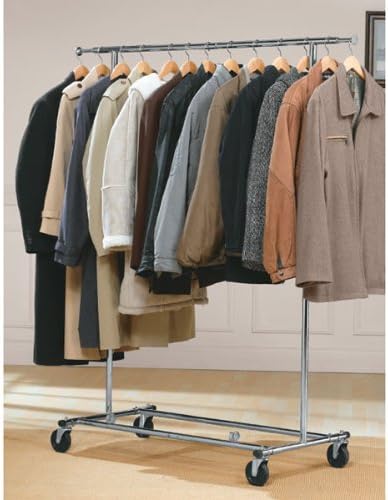 Richards Homewares Adjustable Rolling Garment Rack, 50 to 74.5 L x 22 W x 57 to 67-Inch H, Chrome