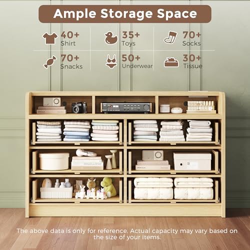 MapleGrace 53'' Wide 9 Drawer Dresser for Bedroom, Wood TV Stand Dres...