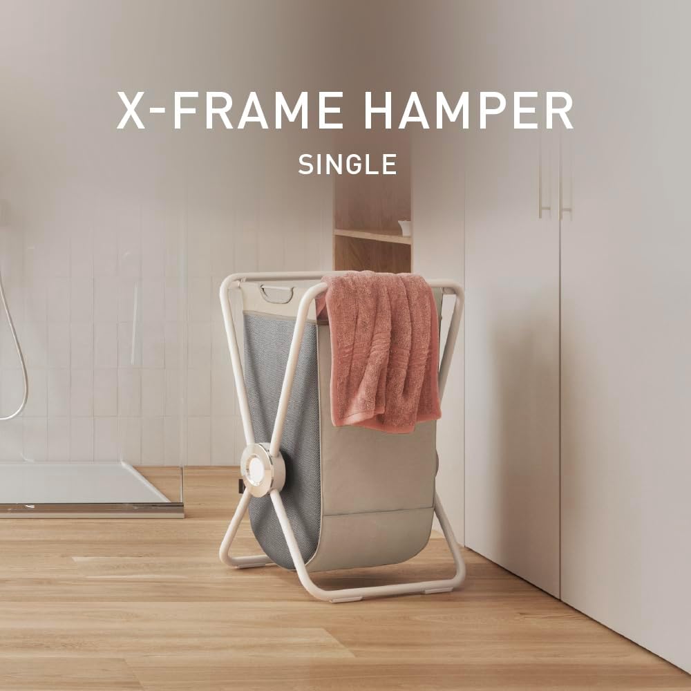 simplehuman X-Frame Hamper, Single Compartment Laundry Hamper for Bedroom Bat...