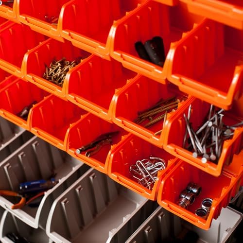 TRINITY Rolling Storage Bin Rack & Parts Organizer, 7-Tier Dual-Sided Bin...