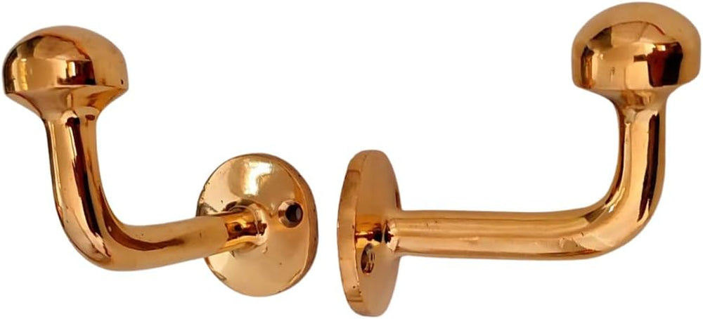 Set of 2 Unlacquered Solid Brass Wall Hooks, Handmade Brass Hooks for Doors a...
