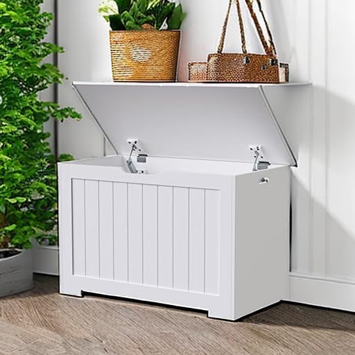 SUPER DEAL Storage Chest, 30 inches Chest Box Organizer with 2 Safety Hinges,...