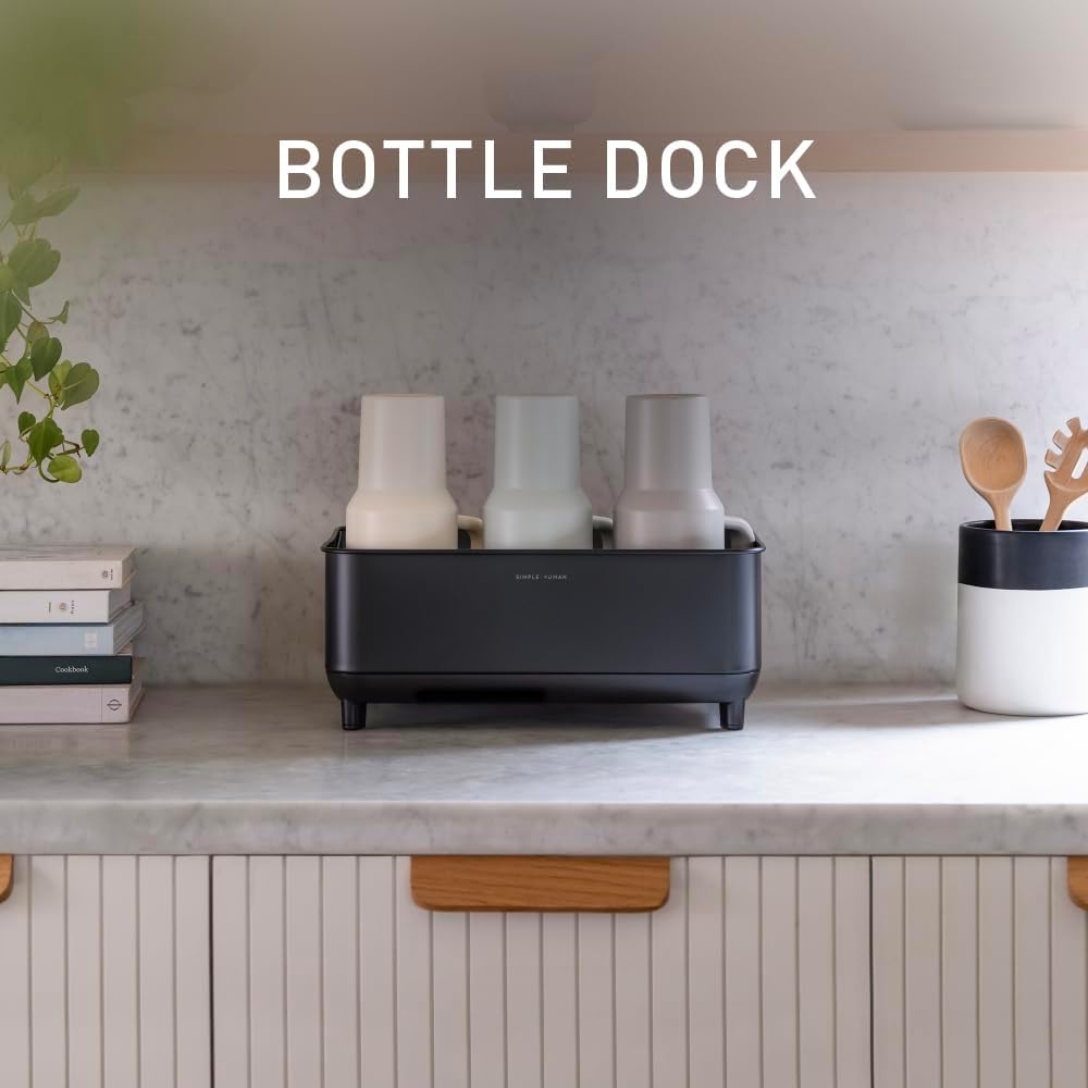 simplehuman Bottle Dock, Fast Drying Bottle Rack with Steel Frame & Diato...