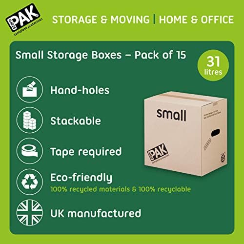 StorePAK 15 Strong Cardboard Boxes with Carry Handles - 31 Litres, 100% Recyc...