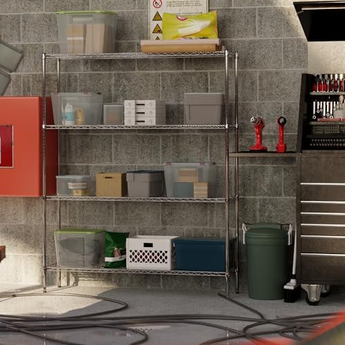 14" Deep x 60" Wide x 74" Height Wire Shelving Kit | 4-Tier | ...