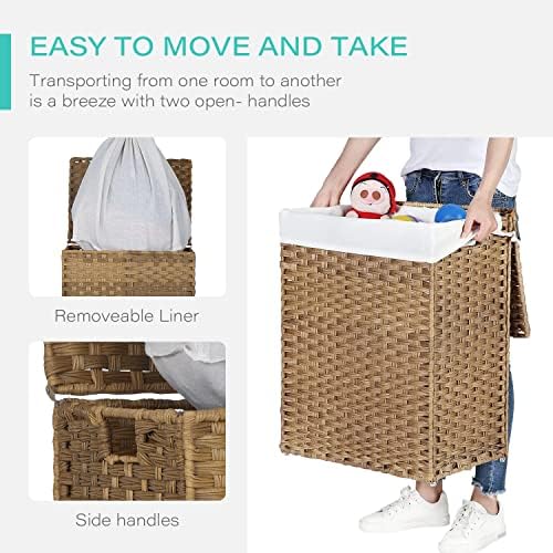 Paylesshere Laundry Basket Handwoven Laundry Hamper 90L/110L Foldable Rattan ...