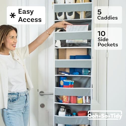Ooh So Tidy 5-Tier Over Door Hanging Organizer, Grey