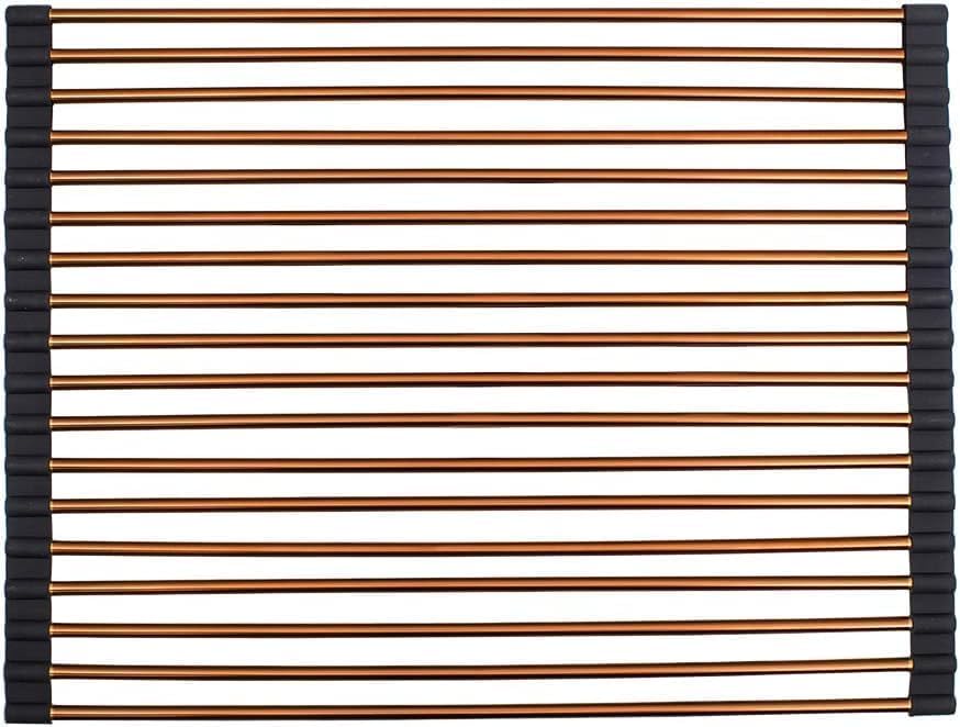 Strictly Sinks Stainless Steel Roll Up Dish Drying Rack – Copper 17 Inch Over...