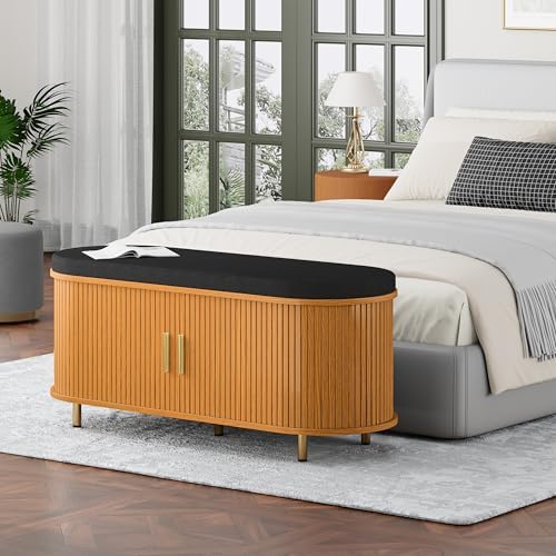 DHH 2-Tier Storage Bench,Wide Shoe Bench with Thickened Padded Seat Cushion, ...