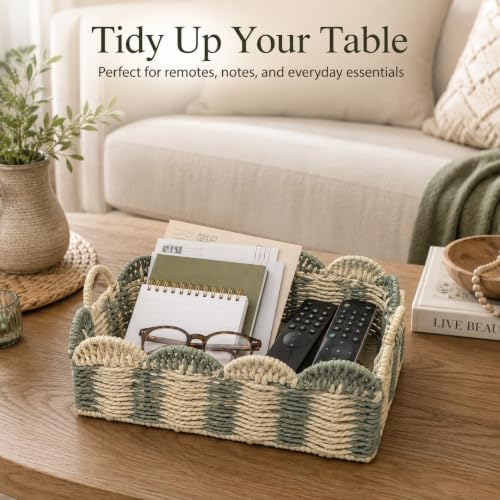 Rectangular Boho Decor Bin,Handmade Paper Rope Basket,Kit