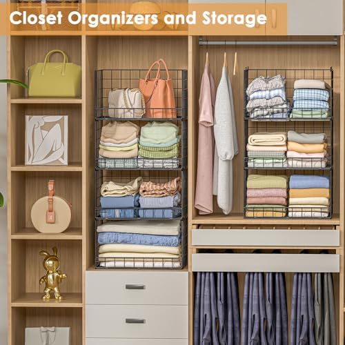 Yociyoga 8-Tier Stackable Closet Organizers and Storage Shelves, Foldable Clo...