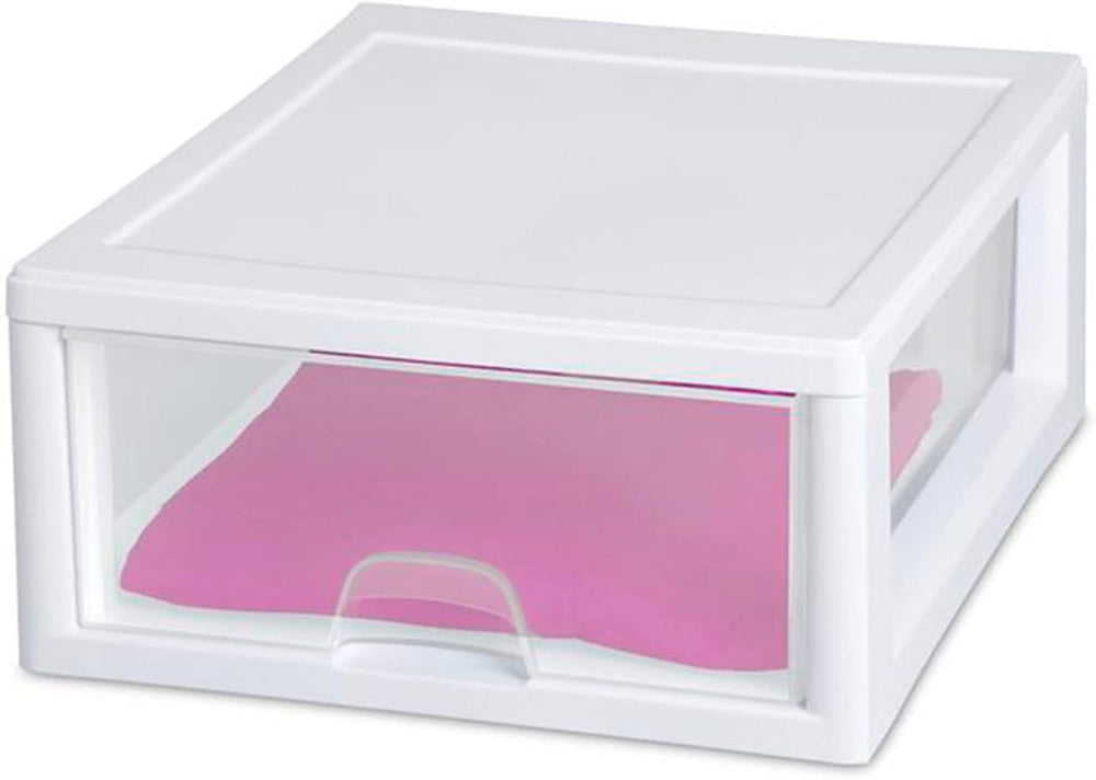 Sterilite Stacking Drawer Storage Organizer for Clothes, 16 Quart, 18-Pack