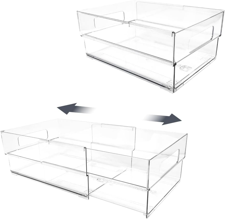 Isaac Jacobs 2-Pack Clear Expandable Storage Bins - Medium