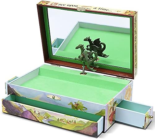 Enchantmints Dragon Boys Jewerly Box Spins to Music 3 Pullout Drawers Treasur...