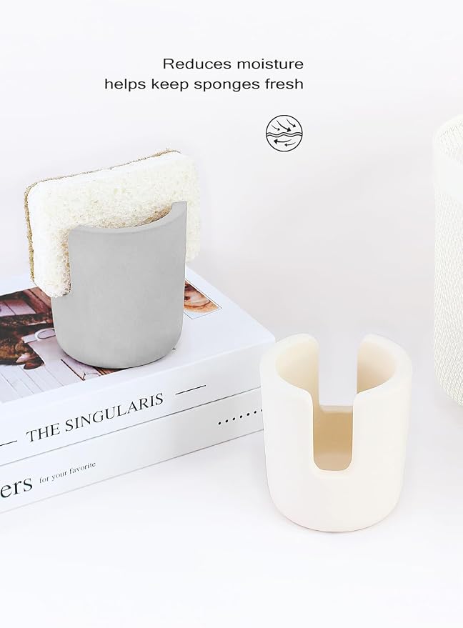 Diatomite Stone Sponge Holder, Quick Dry Dish Sponge Stand - Image 8