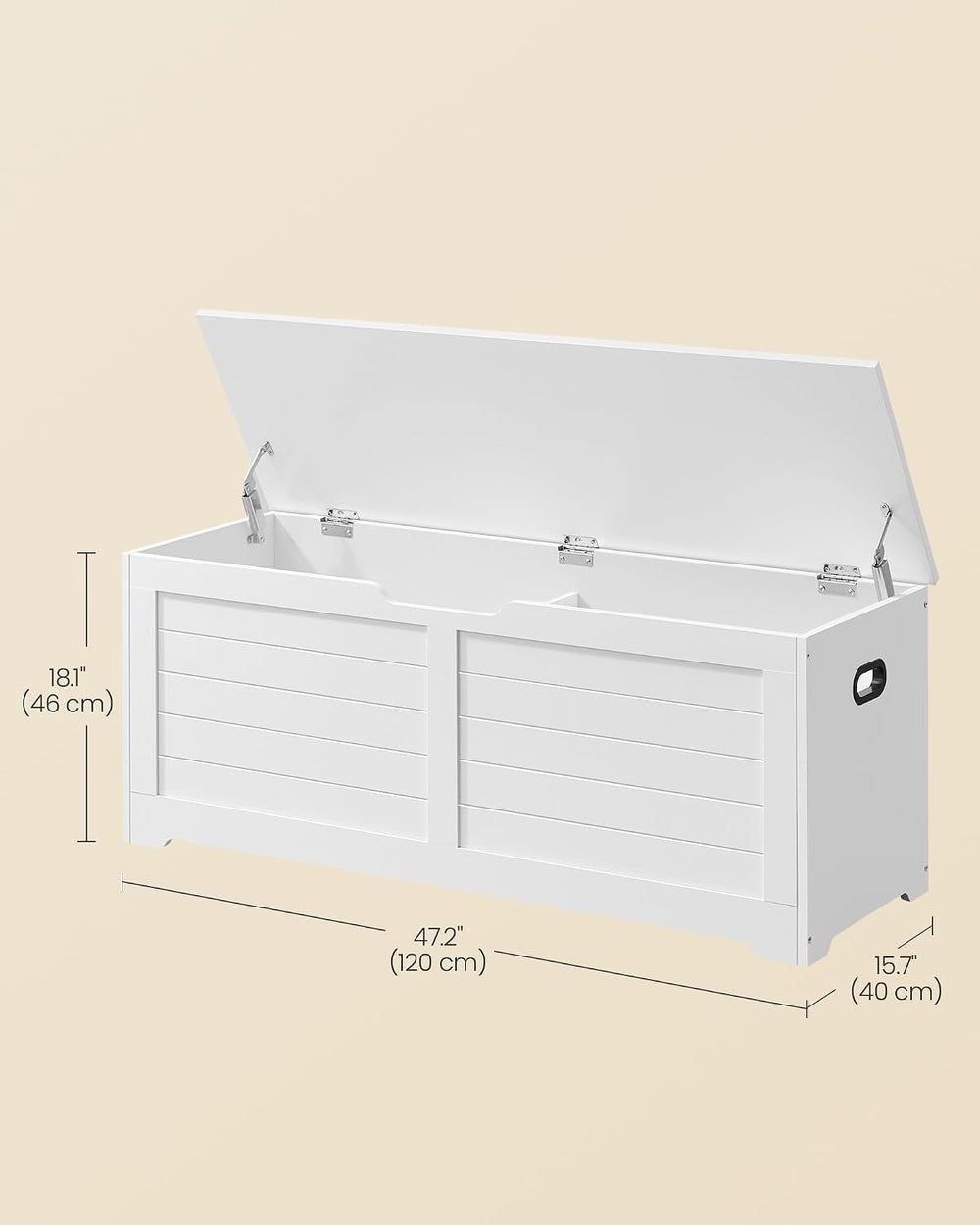 VASAGLE Storage Chest, 47.2 Inches Width Bench with 2 Safety Hinges