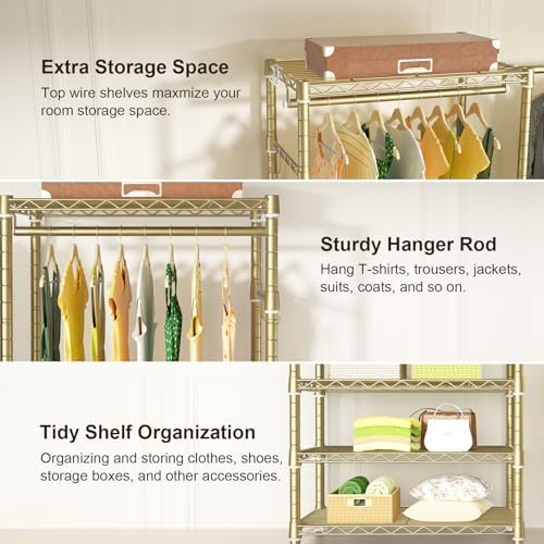 Ulif E1 Heavy Duty Closet Garment Rack, 6 Tiers Adjustable Clothing Storage