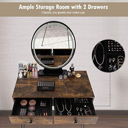 CHARMAID Makeup Vanity Table with Lighted Mirror, 3 Lighting Sets, Adjustable...