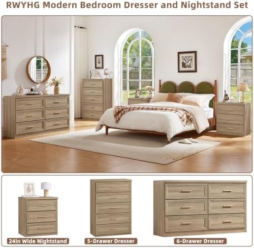 RWYHG Dresser Set for Bedroom with 5 Drawers 45" Tall with Gold Handle
