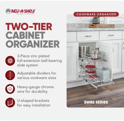 Rev-A-Shelf Pullout Organizer for Cabinets, Min Opening Width of 11.5"