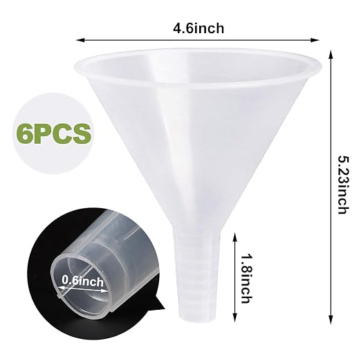 6 Pack Plastic Funnels, 4.6 Inch Multi-Purpose Clear Plastic Funnels - Image 2