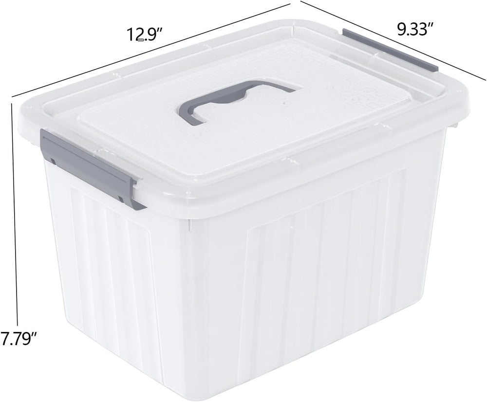 6-Pack 10 Quart Clear Latching Bin with Handle, Plastic Storage Box