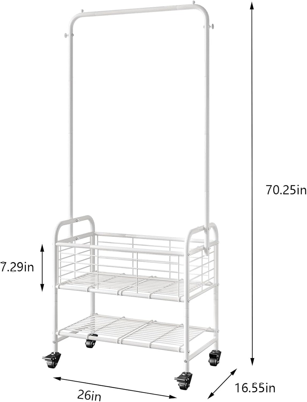 SUOERNUO Laundry Cart with Basket Hanging Rack Sorter with Wheels Shelf