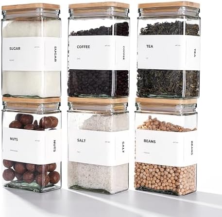 APT 1101 Glass Storage Jars with Bamboo Lid, glass canisters with airtight li...