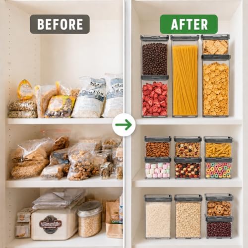 Airtight Pantry Storage Container 5 PC Set Twist-Lock Lid, Sand