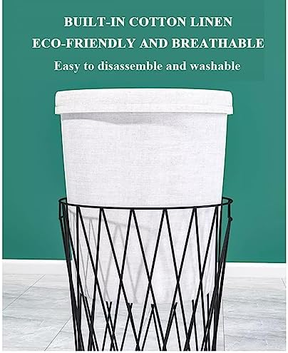 Rolling Laundry Basket, Laundry Basket Shelf Metal Storage Cart with Wheels a...