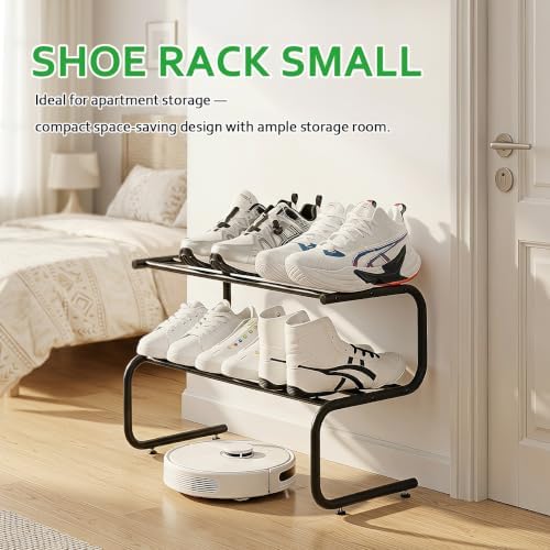 Small Metal Shoe Rack, 2 Tier 5-Shaped Shoe Storage Organizer