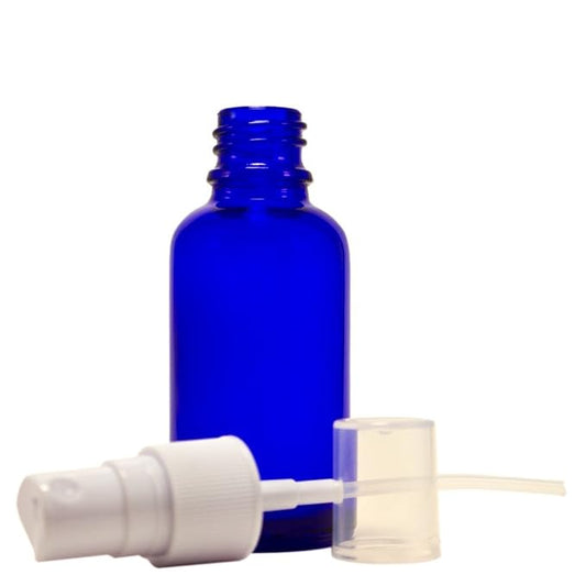 1 oz Cobalt Blue Boston Round Glass Bottle - Image 2