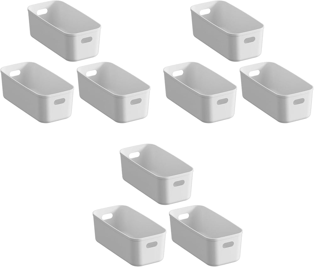 White Plastic Bins/Storage Organizers - Pantry Baskets, Bins for Shelves, Org...