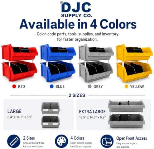 Extra Large Red Stackable Storage Bins 2 Pack – 16.5" x 14.5" x 6.9...