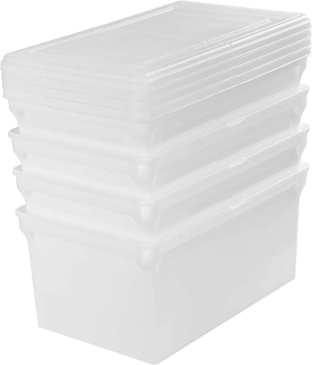 IRIS USA 4-Pack Snap File Box with Locking Lid, Black